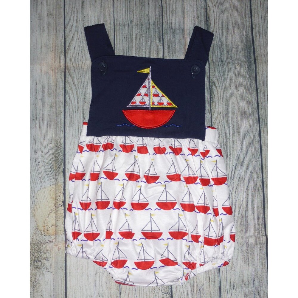 Boutique Sailboat Baby Boys Sleeveless Romper Jumpsuit